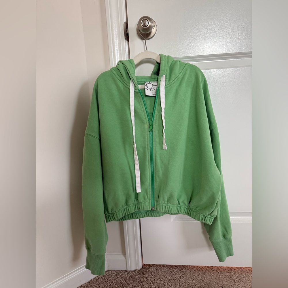 Aerie Green Zip-Up Hoodie